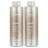 Joico front packaging showing 33.8 oz bottles and brightening duo benefit