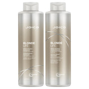Joico front packaging showing 33.8 oz bottles and brightening duo benefit