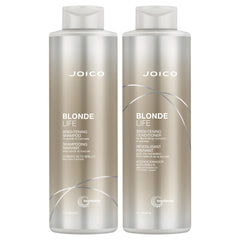 Joico front packaging showing 33.8 oz bottles and brightening duo benefit