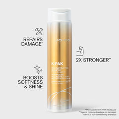 Hand dispensing Joico K-PAK shampoo emphasizing easy application benefit