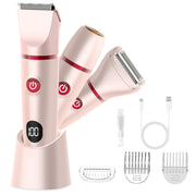 JOLALIA front view of pink trimmer showing controls and dock, easy handling