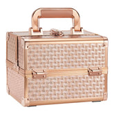 Joligrace front view of rose gold makeup case showing sleek finish and compact size