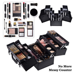 Joligrace tray closeup showing removable dividers for customizable cosmetic spaces