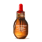 Josie Maran amber bottle front view showing pure argan oil and packaging benefit