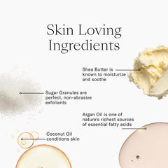 Josie Maran close-up sugar crystals mixed with argan oil to smooth skin