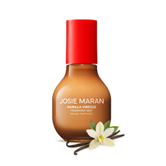 Josie Maran front bottle view showing compact 3.38 fl oz and vanilla design