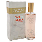Jovan white musk front bottle showing label and clean design, brand clarity benefit