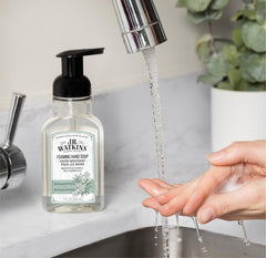 J.R. Watkins dispenser placed in bathroom suggesting clean, fresh atmosphere