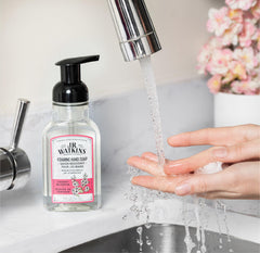 J.R. Watkins foam texture on hand demonstrating rich, gentle lather