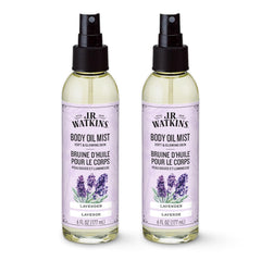 J.R. Watkins front packaging showing two lavender body oil mists for fast hydration