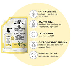 J.R. Watkins gel texture close-up demonstrating moisturizing lather
