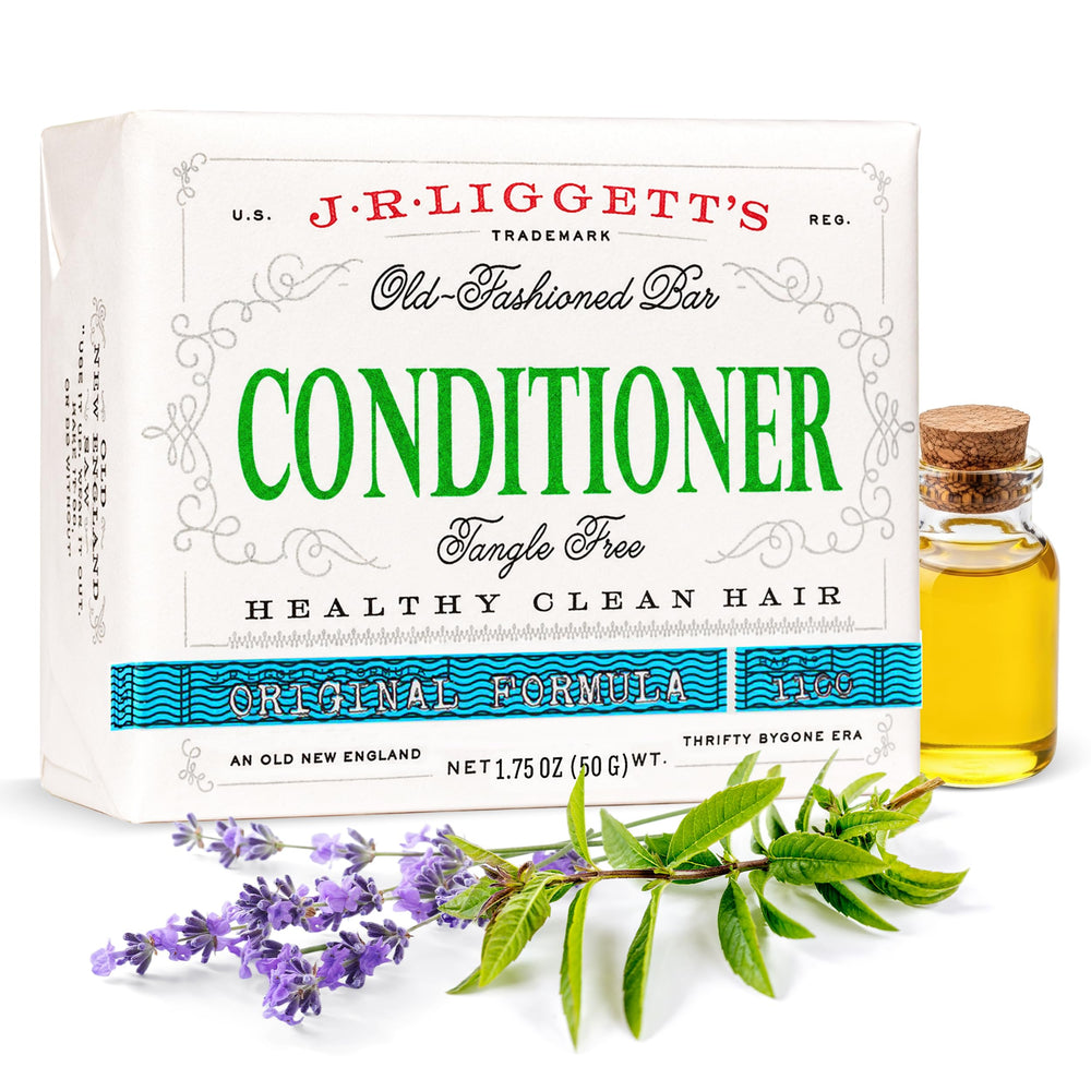 J·R·LIGGETT'S conditioner bar front packaging showing eco-friendly wrap and brand
