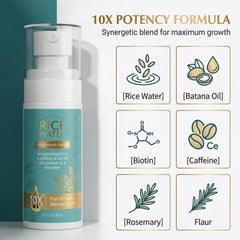 JTZDHFA ingredients flatlay with rosemary and rice water highlighting natural nutrients