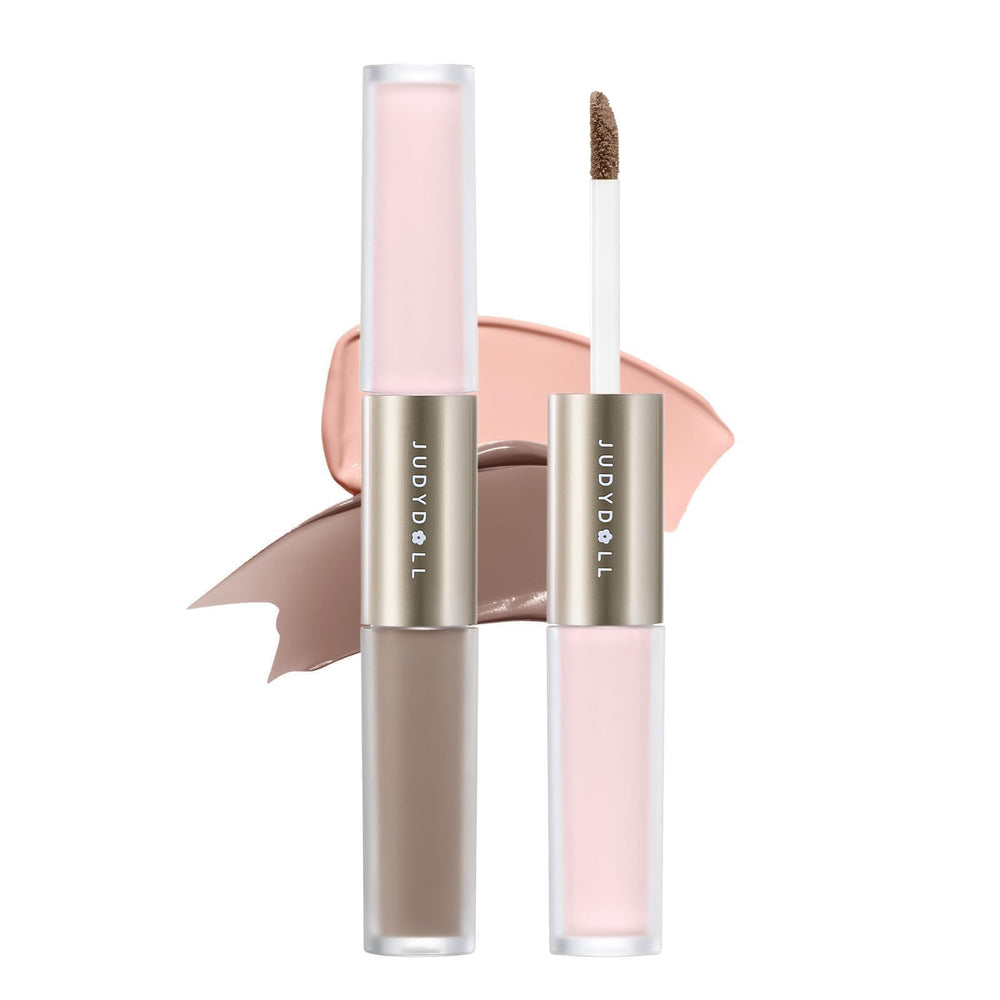JUDYDOLL front packaging showing dual-ended contour and brightener, easy travel benefit
