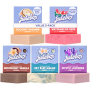 JUKEBOX front packaging showing five scented bars and variety benefits