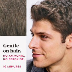 Just For Men application demonstration of combing color into gray area for targeted coverage