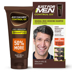 Just for Men Control GX front bottle showing size and usage benefit