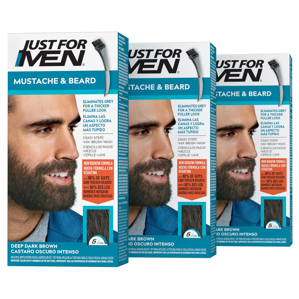 Just For Men front packaging showing M-46 deep dark brown, clear benefit of coverage