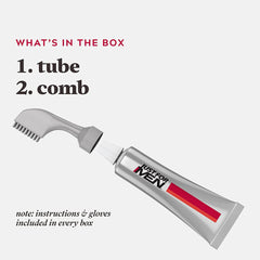 Just For Men tube close-up displaying pre-mixed no-mix formula