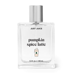 Just Juice bottle front view showing warm pumpkin spice fragrance benefits