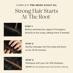 JVN applying oil to scalp demonstrating targeted pre-wash treatment