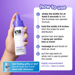 K18 AirWash texture close-up showing microbeads that absorb oil