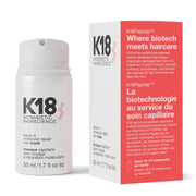 K18 front packaging showing leave-in repair mask and benefits