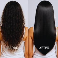 Kachita Spell before and after hair comparison demonstrating visible smoothing benefit