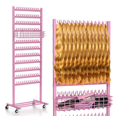 KANEODOT front view of pink braiding rack showing organized storage and efficiency