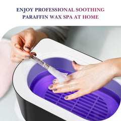 KARITE hand soak in use showing warm wax application for softer skin