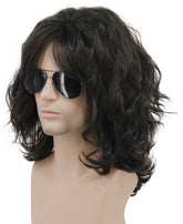 karlery front view showing long dark brown curls and retro rocker silhouette benefit styling