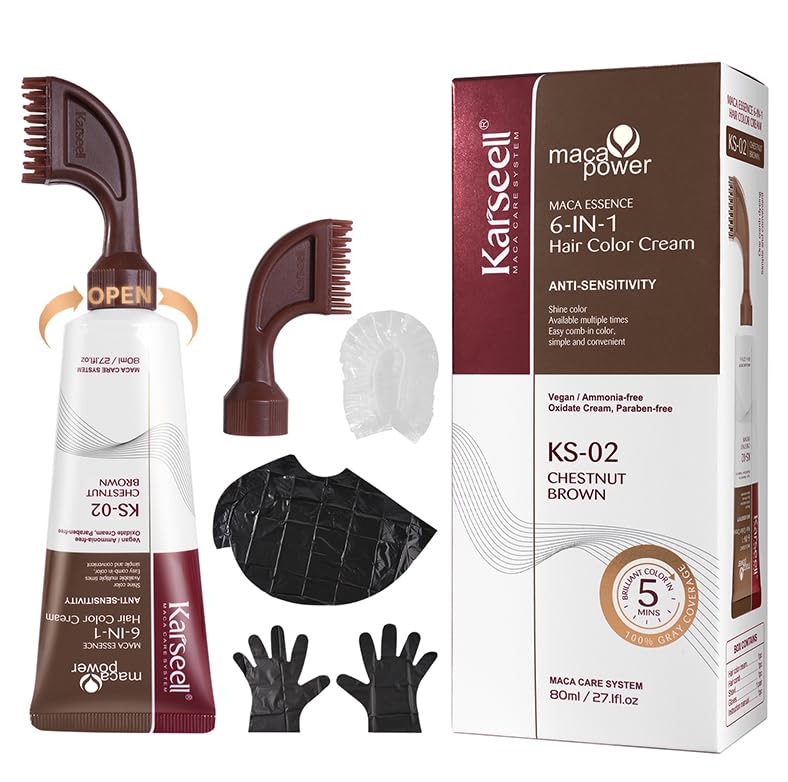 Karseell front packaging showing brown shade and easy-use benefit