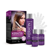 KATIVA kit front packaging showing complete at-home straightening system and benefits