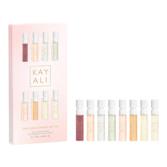 KAYALI discovery set front view showing elegant packaging and sample variety for gifting