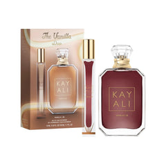 KAYALI Vanilla | 28 front packaging showing elegant gift-ready box and bottles