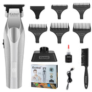 KEMEI front view showing full metal body and controls for professional handling
