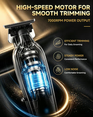 KEMEI trimmer held in hand illustrating ergonomic skeleton design and grip