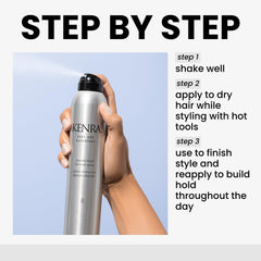 Kenra being used while styling hair for thermal protection
