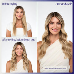 Kenra used on model updo showing long-lasting hold and shine benefit