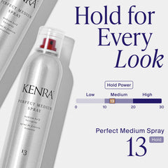 Kenra spray held in hand to show 10 oz scale, convenient size benefit