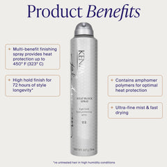 Kenra close-up of aerosol nozzle illustrating ultra-fine mist delivery for even coverage