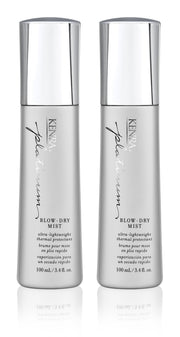 Kenra front packaging showing two bottles and compact travel size benefit