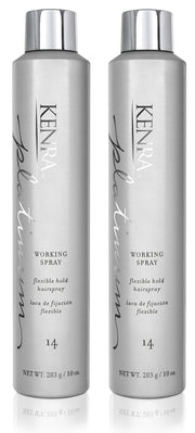 Kenra Platinum spray front packaging shows product and two-can value