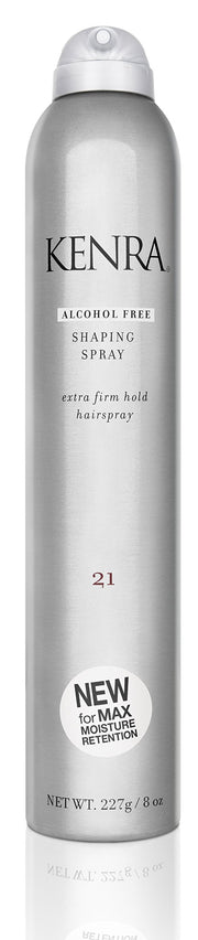 Kenra shaping spray 21 front can showing brand and firm-hold benefit