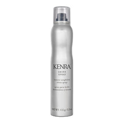 Kenra front packaging showing sleek can and glossy finish benefit