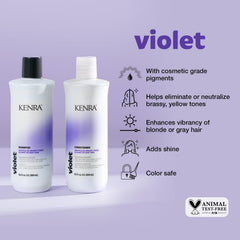 Kenra shampoo texture close-up demonstrating purple pigment toning benefit