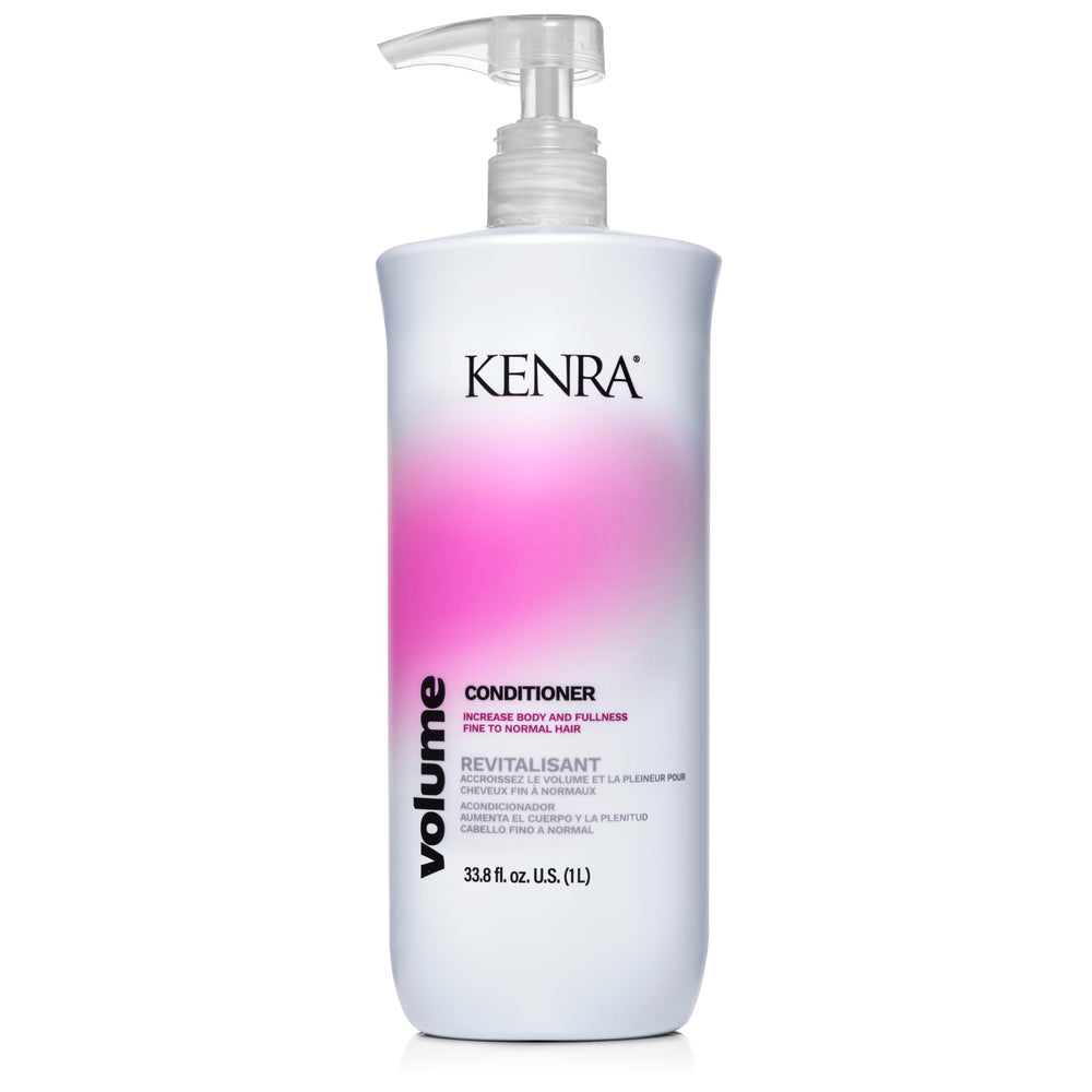 Kenra volume conditioner front bottle showing packaging and easy pump for salon supply benefit