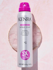 Model with lifted mid-lengths and ends after Kenra spray clay for visible fullness