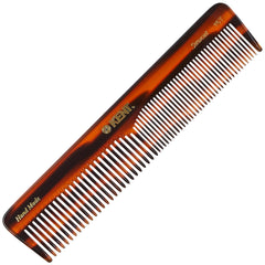 KENT comb front view showing tortoise finish and dual teeth for versatile styling