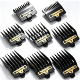 Kepouse gold clipper guards front pack showing all eight sizes and durable finish